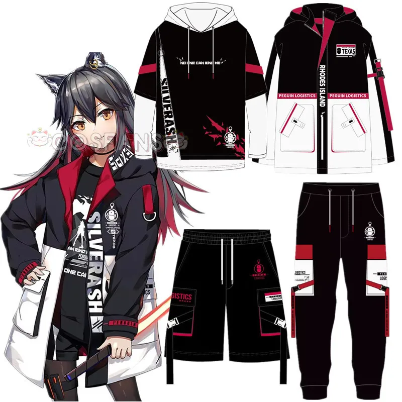 

Anime Arknights Texas Cosplay Student Unisex Windbreaker Long sleeve T-shirt Autumn Winter Thicken Warm Coat Costume Tops