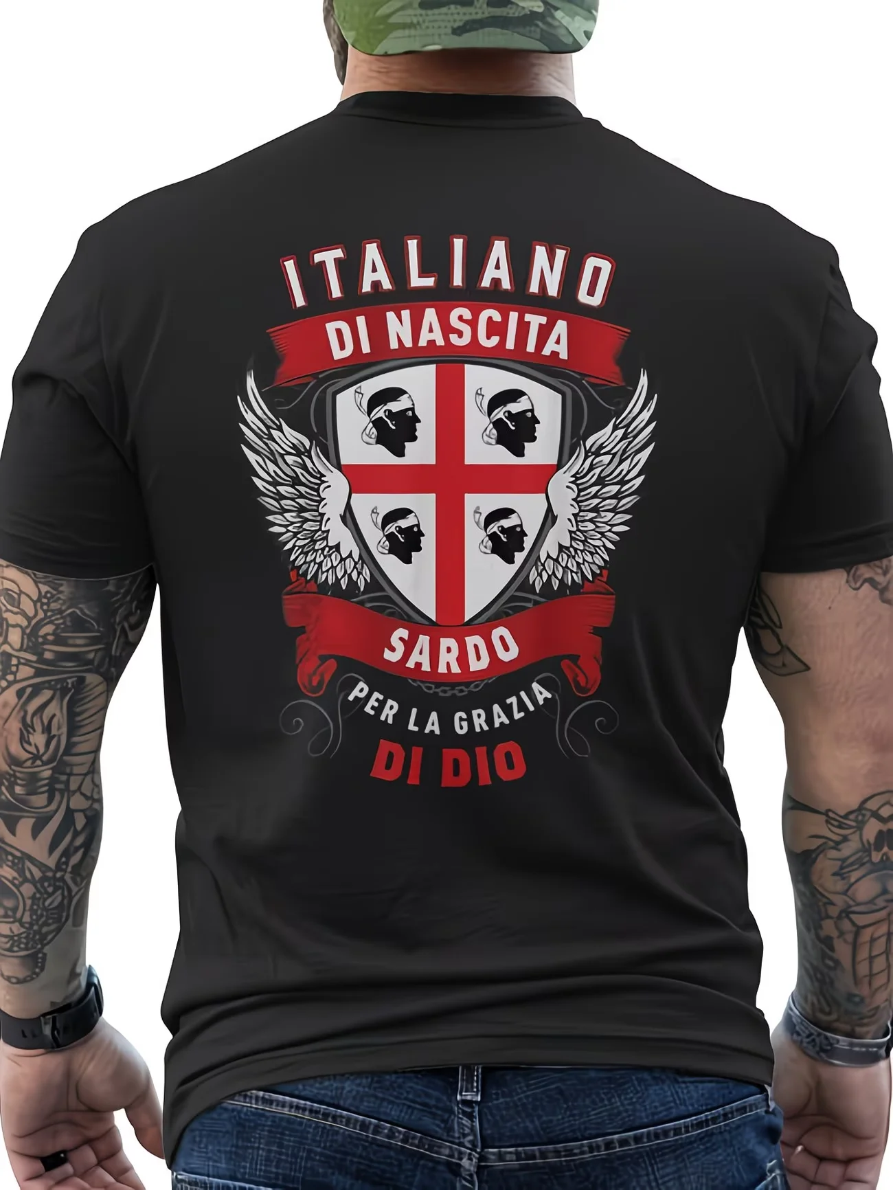 Camiseta de algodón para hombre y mujer, camiseta informal de gran tamaño, ropa de calle, novedad de verano, ITALIANO DI NASCITA SARDO PER LA GRAZIA DI DIO