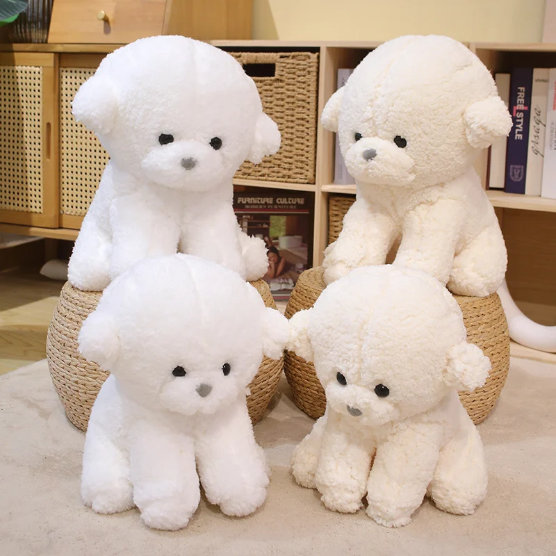 Juguete oso de peluche de Ebi Kawaii para perro, simulación de pie, pequeño Bichón Frise, Animal, decoración del hogar, amigo, blanco y Beige