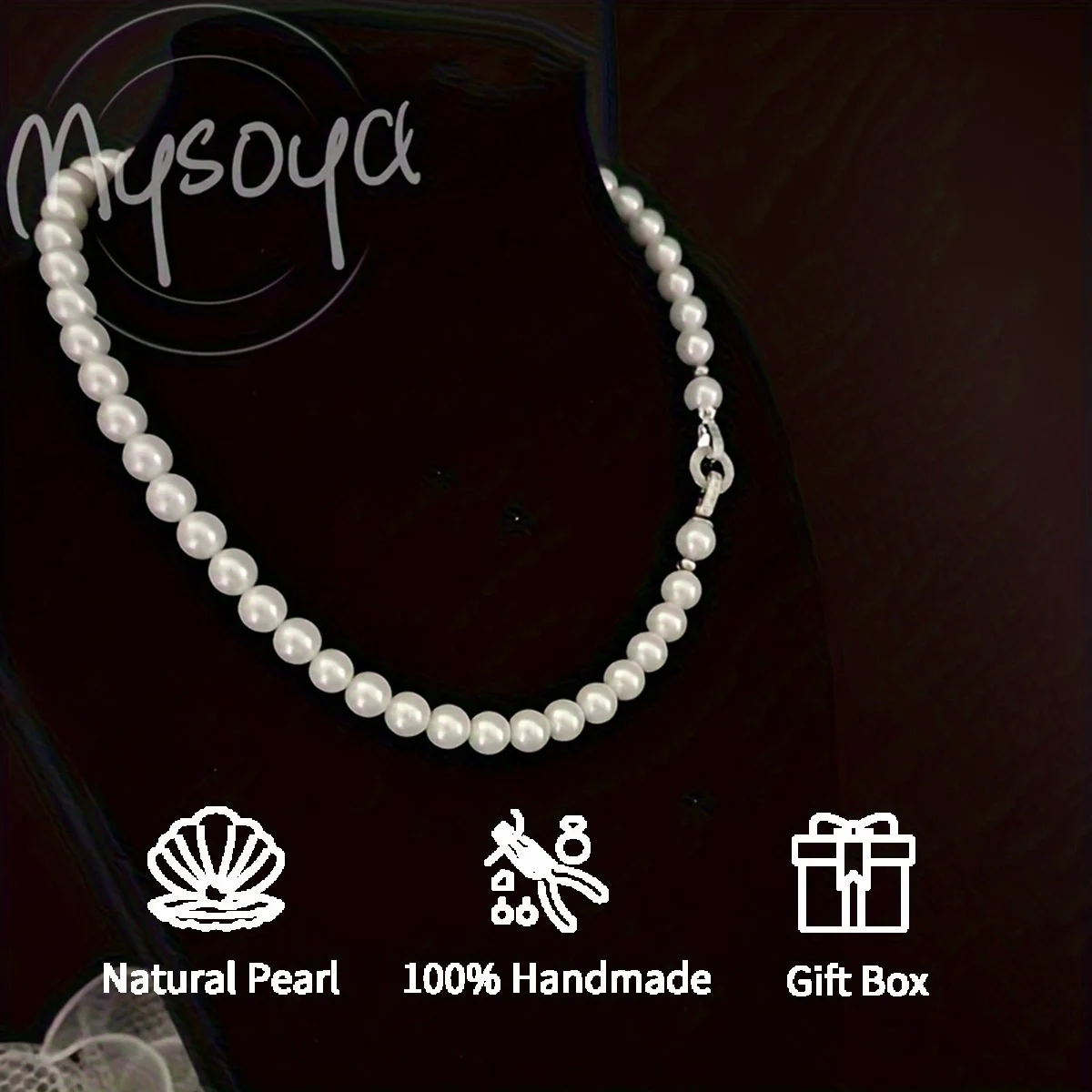 

MYSOYA 7-8mm Freshwater Pearl Necklace Multiple Sizes With Gift Box Perfect Gift For Wedding Birthday Christmas New Year