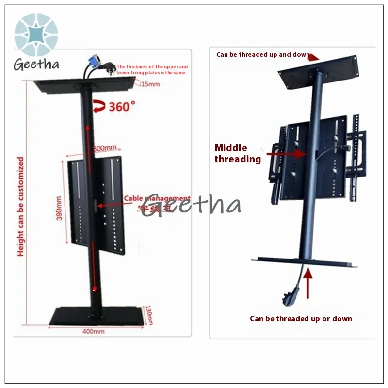 LCD TV Rotating Frame 360 Degrees Manual Rotation Partition Wall Tube Threading Without Winding Enhanced Version