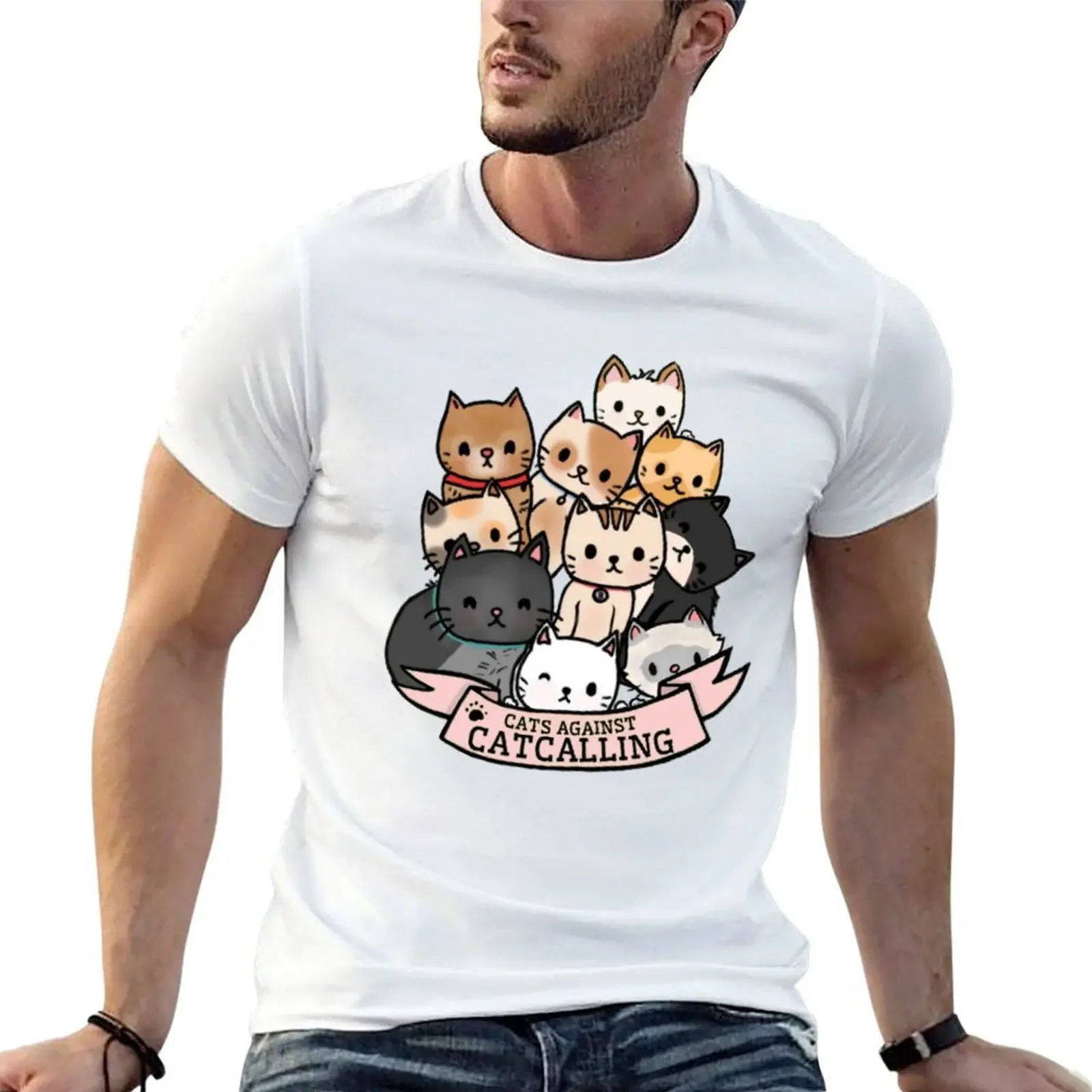 

Cats Against Catcalling T-Shirt anime t shirts vintage mens cotton t shirts