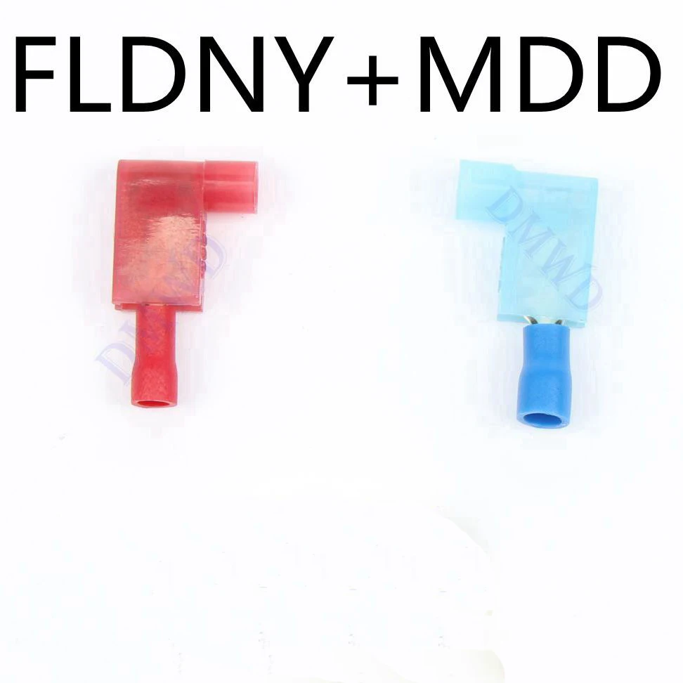 FLDNY+MDD FLDNY MDD Male Female Nylon brass Flag Female Terminal Spade joint insulated WIRE CONNECTORS 100PCS 22-16AWG 16-14AWG