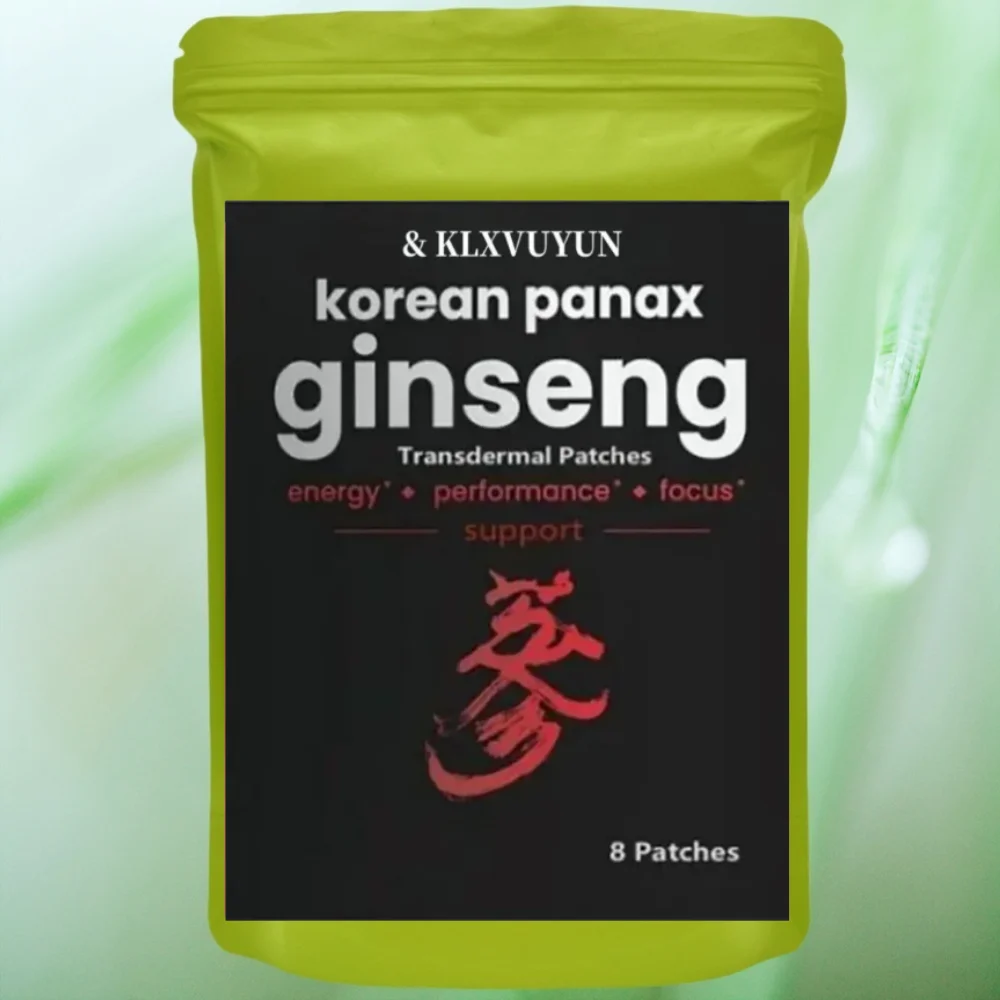 Korean Red Panax Ginseng 5000mcg Transdermal Patches Set of 8 Extra Strength Root Extract Powder Supplement High Ginsenosides