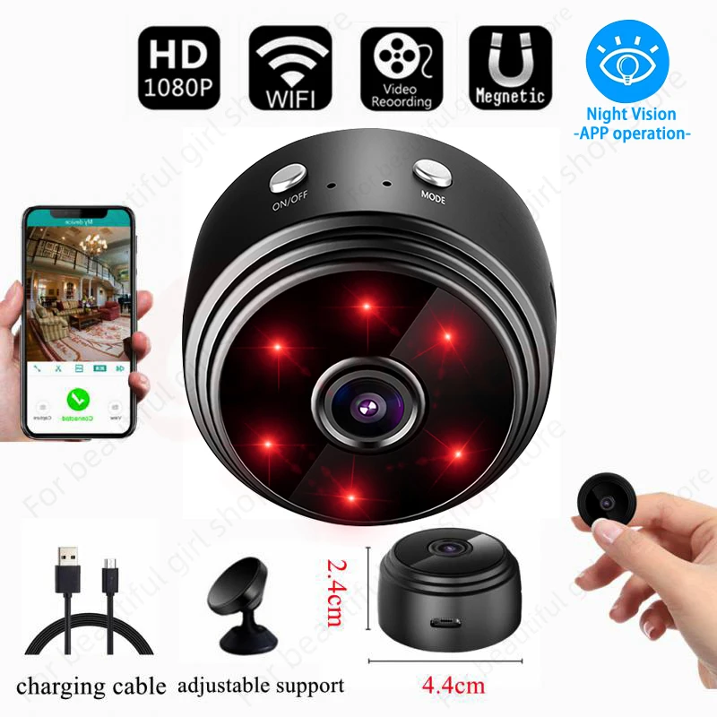 

A9 1080P HD Мини-камера Wi-Fi Умный дом Безопасность Беспроводная Маленькая IP-видеокамера видеонаблюдения ИК ночного видения Обнаружение движения Радионяня