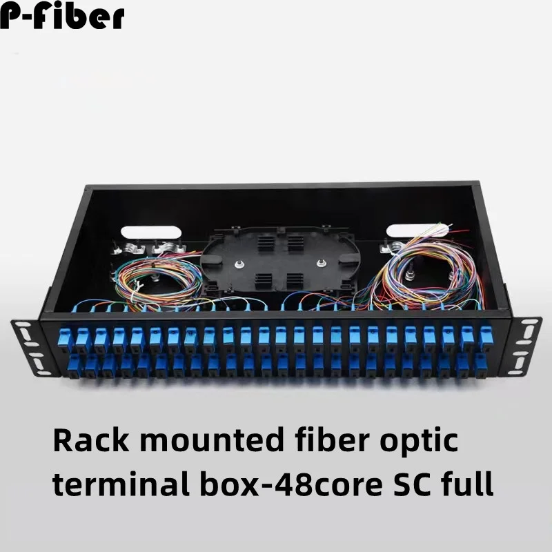 48-port terminal box SC full-configuration 48-core optical fiber distribution frame fusion panel square head with pigtail flange