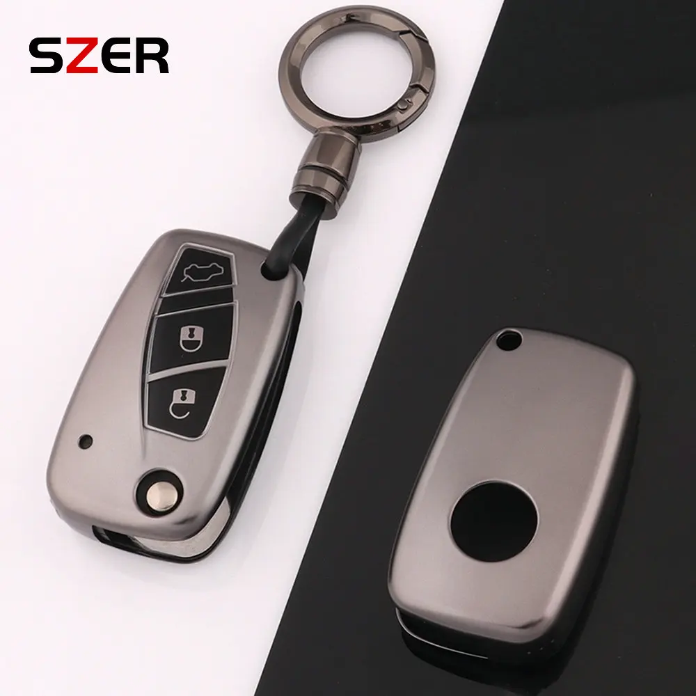 Funda suave de TPU gris con tapa para llave de coche, carcasa para Fiat 500 Panda Stilo Punto Doblo Grande Bravo 500 Ducato Minibus, accesorios