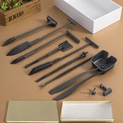 Juego de 9 Uds de arena, Mini herramientas de jardín Zen, Mini herramientas de jardín de arena, accesorio meditativo ligero de plástico, diseño de decoración del hogar