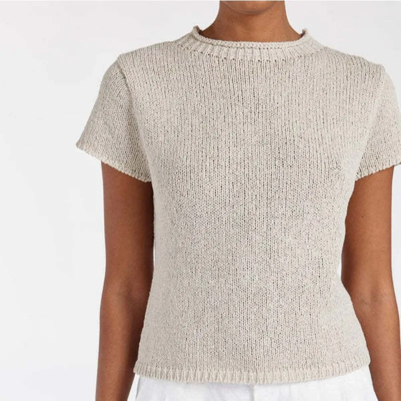 

2025 New Chic Summer Spring Kintted Tees Women Thin O-neck