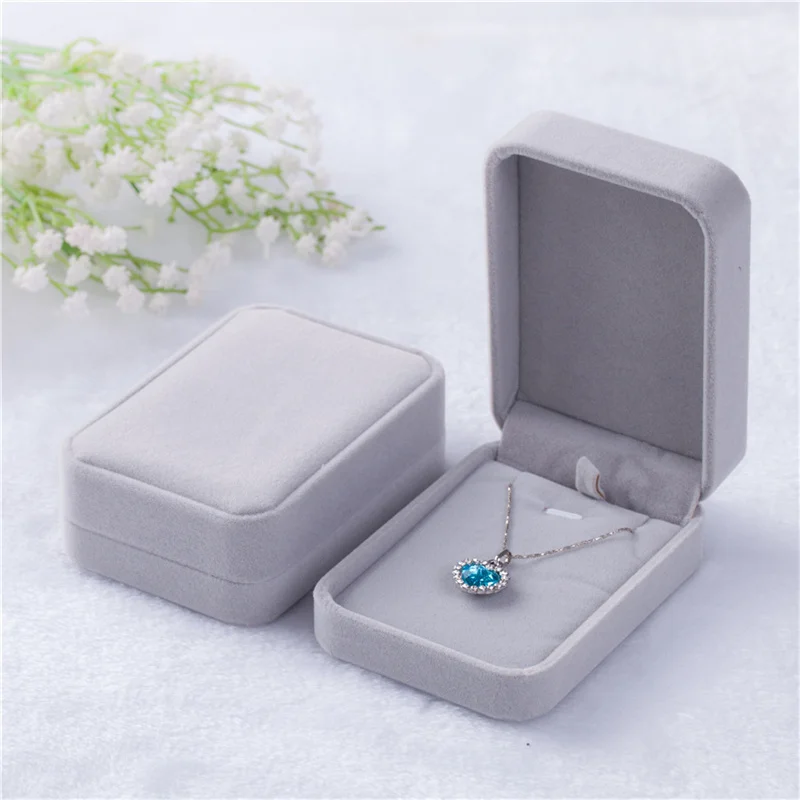 

7x10cm Fashion Flocking Jewelry Box Necklace Organizers Storage Pendant Box Necklace Jewelry Packaging Box