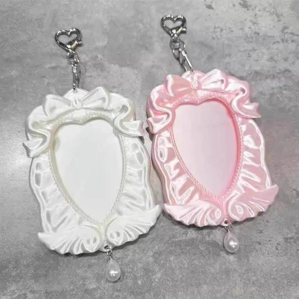 High Quality 3 Inch Kpop Photocard Holder Acrylic Picture Display Idol Photo Frame Bow Angel Storage Card Holder Bag Pendant
