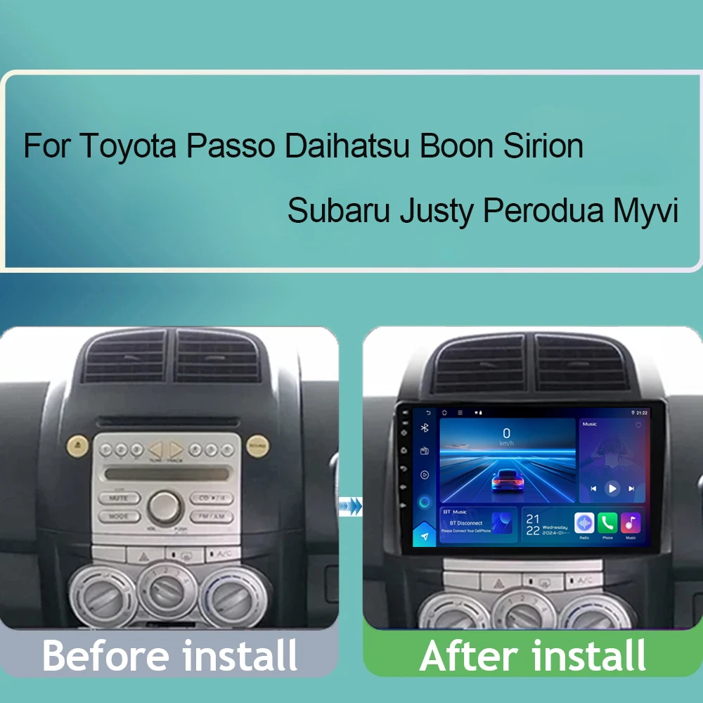 Android16 Radio For Toyota Passo Daihatsu Boon Sirion Subaru Justy Perodua Myvi NavigationGPS Stereo Multimedia Wireless Carplay