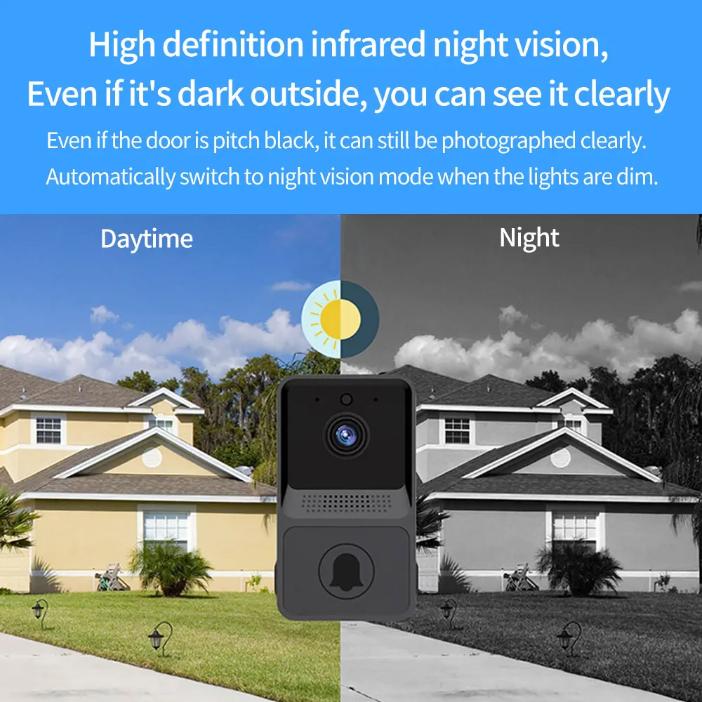 Wireless Doorbell WiFi Outdoor HD Camera Security Door Bell Night Vision Video Intercom Voice Change For Home Monitor Door Phone