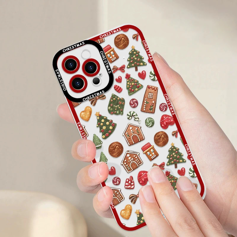 Simpatico pupazzo di neve di Natale GingerbreadMan Custodia trasparente per telefono per Realme 12 10 11 9 Pro Plus 8i 9 7i PRO C75 C64 C31 C53 C35 Cover morbida