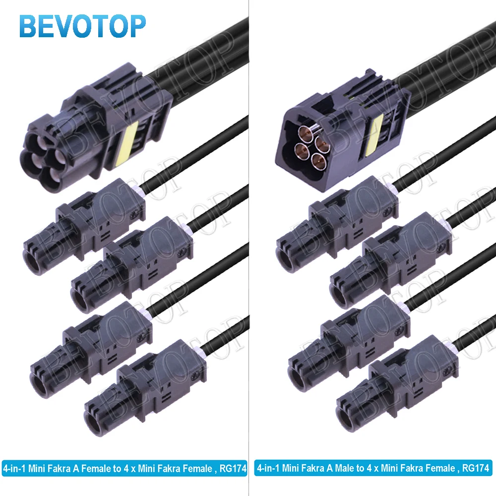 1 Unidade Cabo Conector Tipo A 4 em 1 Mini Fakra para 4 x 1 em 1 Mini Fakra Tipo A Macho/Fêmea, Chicote de Fios Tipo RSBG