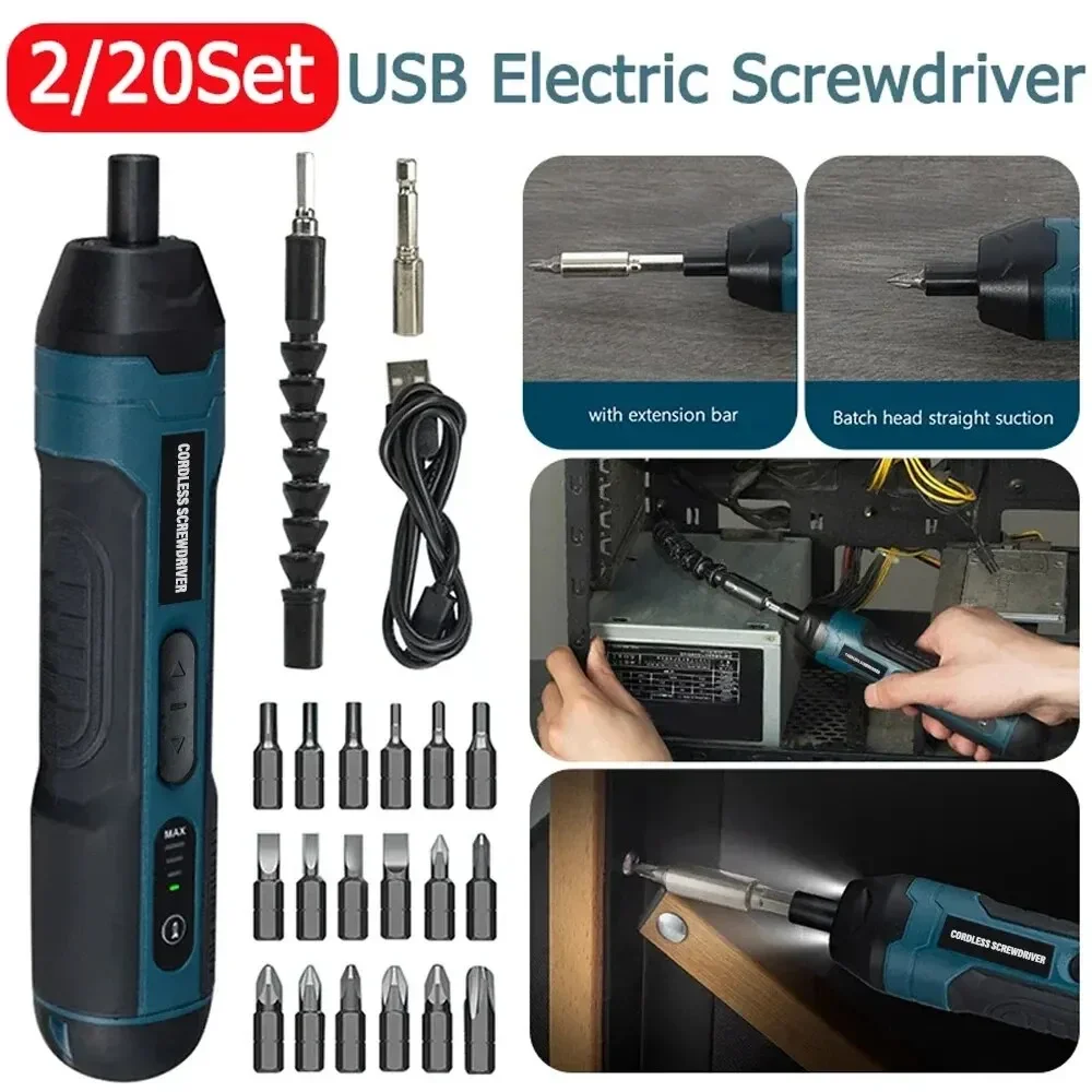 Mini Cordless Electric Screwdriver 1300mah Rechargeable Adjustment Power Drill Multi-function Disassembly Torque Repair Tools