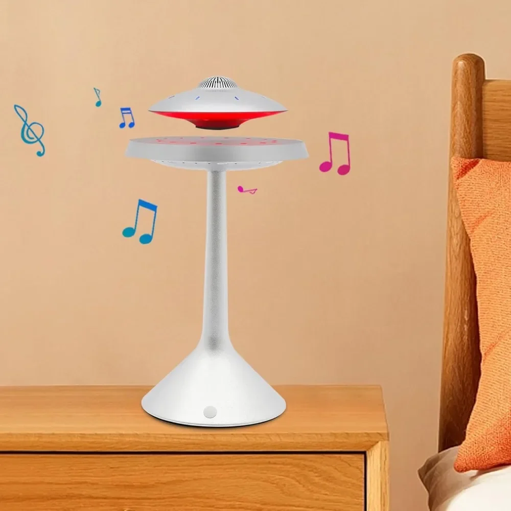 Floating Speaker, Magnetic UFO LED Light Bluetooth Speaker V4.0 W/ 5W Stereo Sound, Wireless Charging for Home/Office Decor