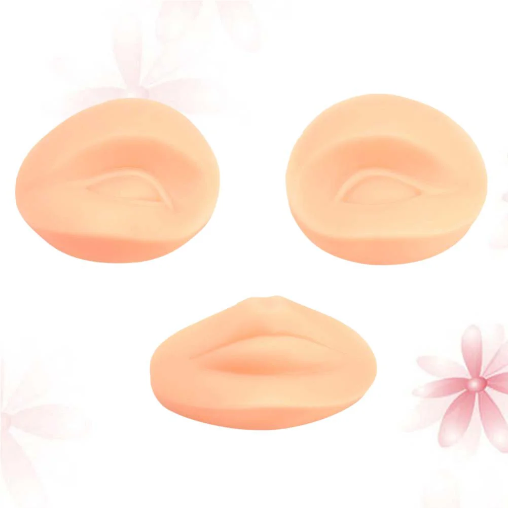 

3D Fake Eyes and Mouth Microblading Practice Skin for Eyebrows Silicone Skin To Practice Brow Micro-Blading
