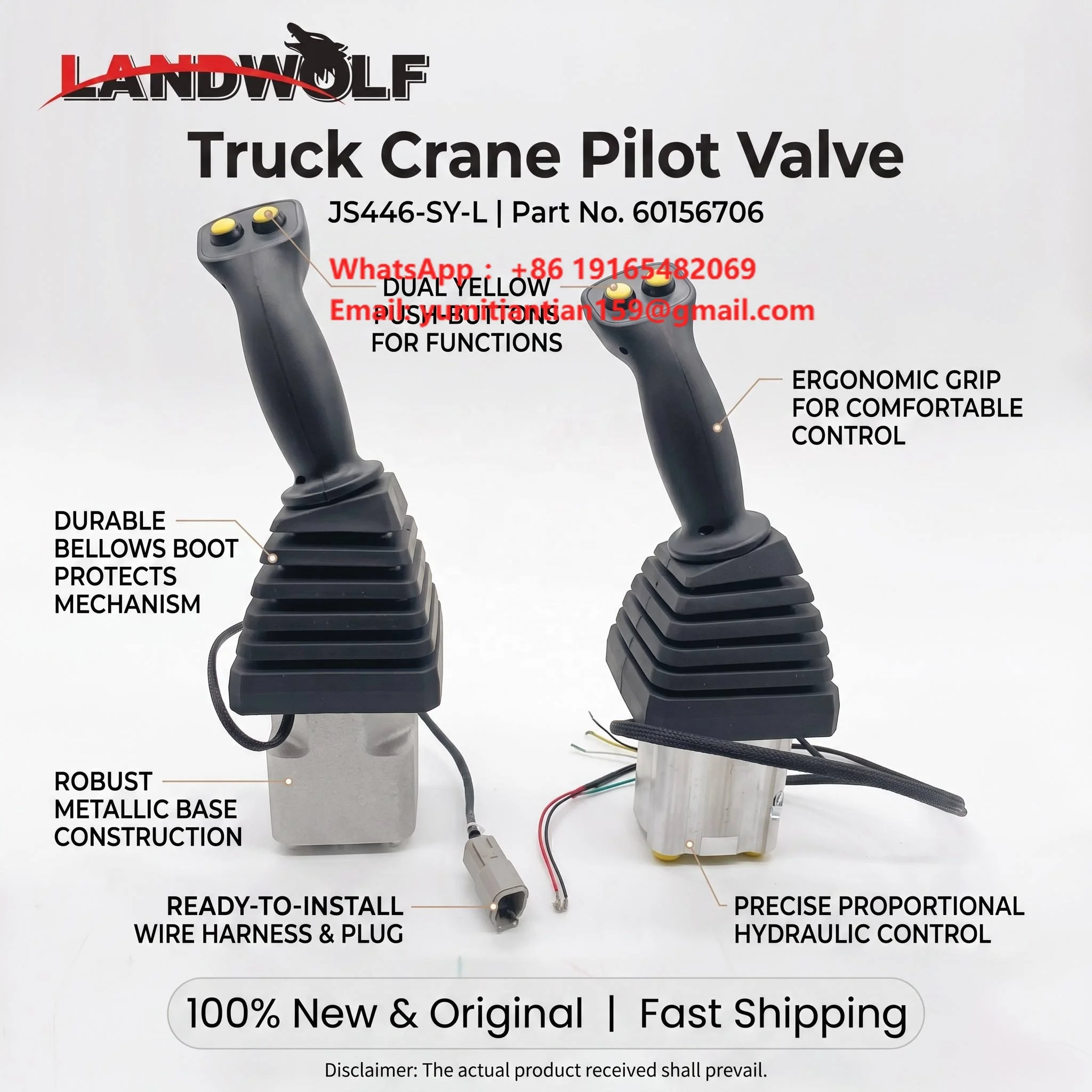 60156706 JS446-SY-L Truck Hydraulic Left pilot Valve for SANY Mobile Crane Joysticks Handle
