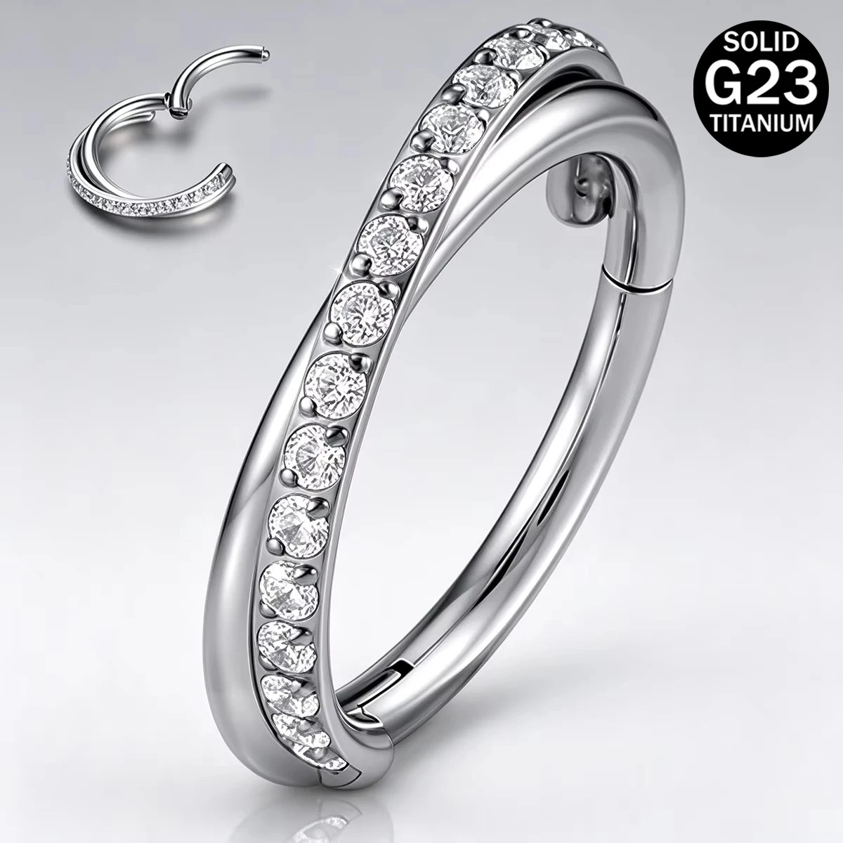 1pc G23 TItanium Double Hoop Illusion Hinged Septum Piercing Ring Cartilage Tragus Daith Helix Piercing Earrings 16G