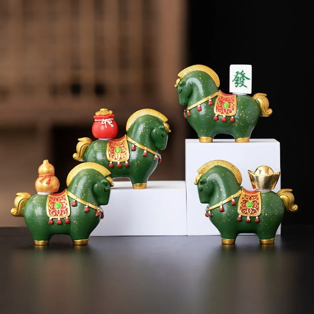 Estatuilla de caballo de resina, decoración de mesa de té de estilo chino, adornos de caballo del zodiaco, decoración de coche, caballo de Pony en miniatura para el hogar