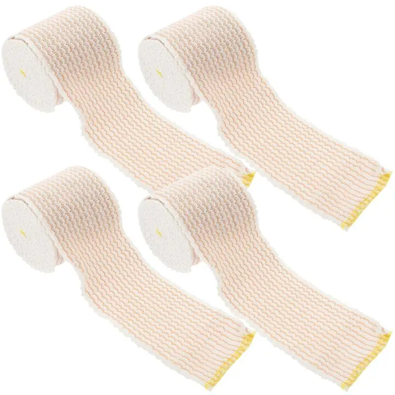 Bandages de compression en fil de coton élastique, tissu respirant, sports, ronds, athlétiques, soins des plaies, 4 rouleaux