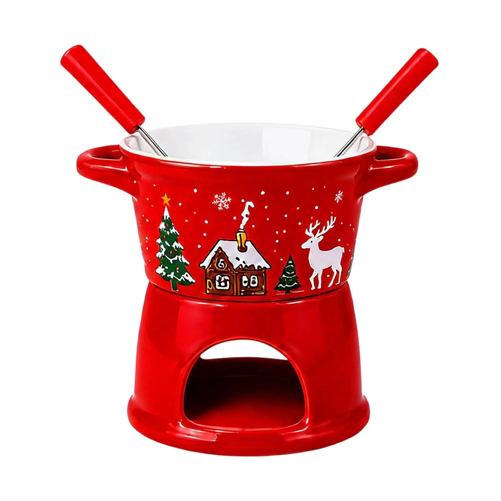 Fondue Mug 300ml Ceramic Personal Dipping Melting Pot Chocolate Fondue Pot For Cheese Butter Candy Tea Cold Weather Picnic