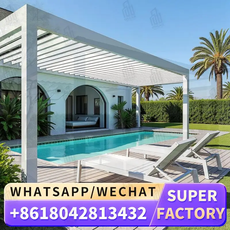 

Waterproof Louvered Patio Roof Garden Bioclimatic Aluminum Pergola for Outdoor Parties Backyard Relaxation Garden Gathering perg