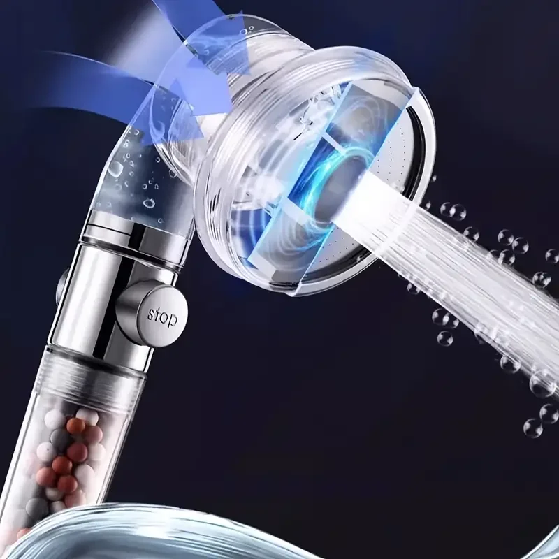 3 in 1 Negative Ion Booster Filter Shower Head One-Click Water Stop Handheld Water Saving Bathroom Accessories Set