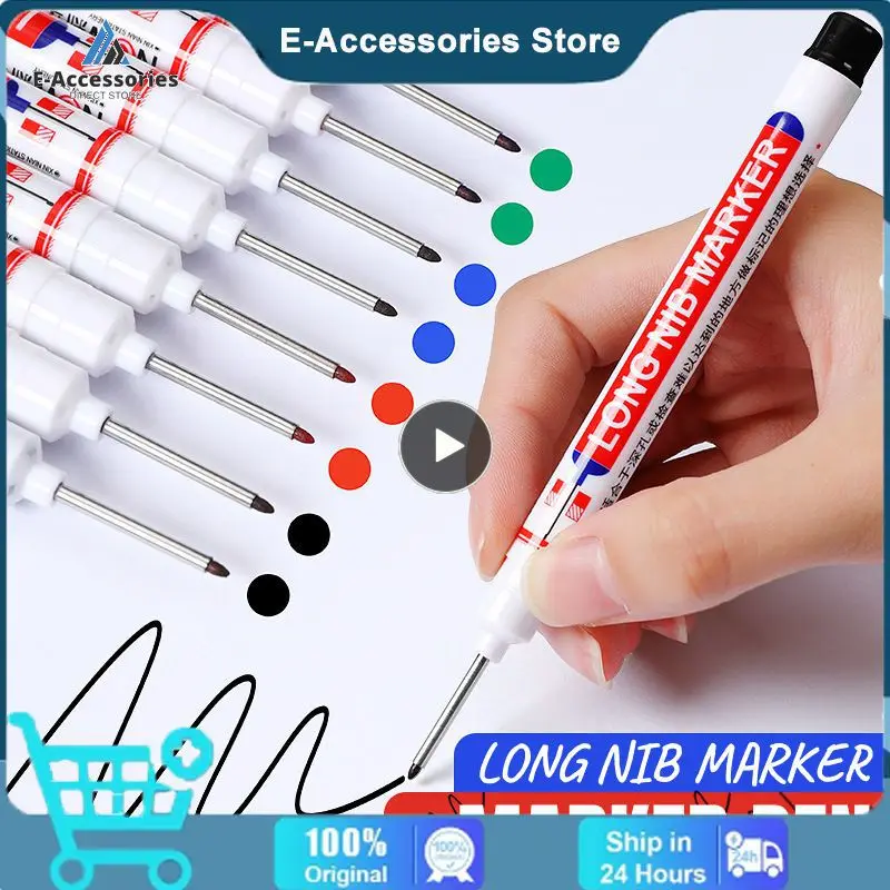 

Red/Black/Blue/White Ink Long Head Markers Bathroom Woodworking Decoration Multi-purpose Deep Hole Marker Pens