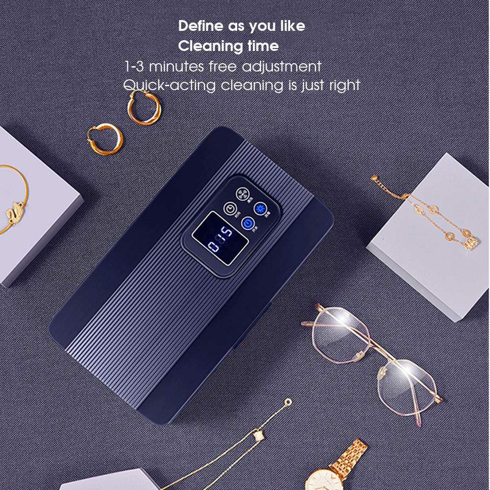 Digital Ultrasonic Cleaner Intelligent Timmer Bath Jewelry Glasses Circuit Cleaning Machine Ultrasound Cleaner UV Lamp 600ml