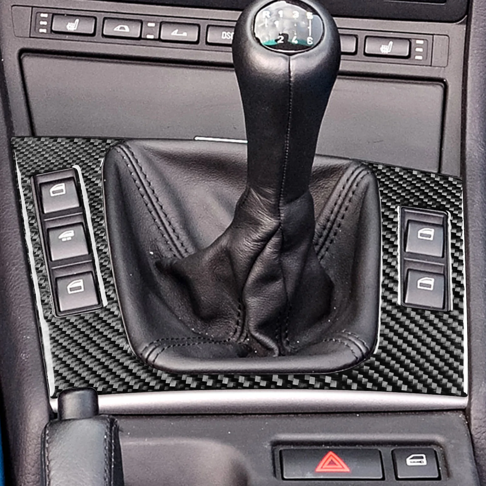 For BMW E46 1998-2005 Carbon Fiber centre Gear Shift Panel Trim Cover Car Interior Accessories Decorative Stickers