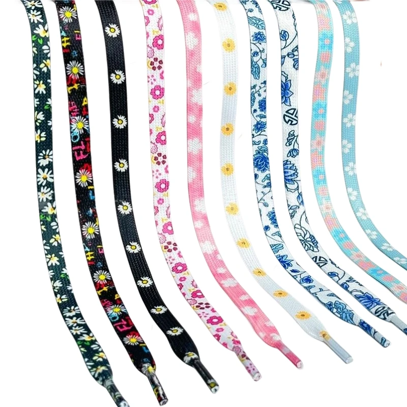 1Pair Daisy Cherry Blossom Rope Laces For Kids Adult AF1 Flower Sneaker Strap Sport Shoelaces Rubber Bands For Shoes Accessories