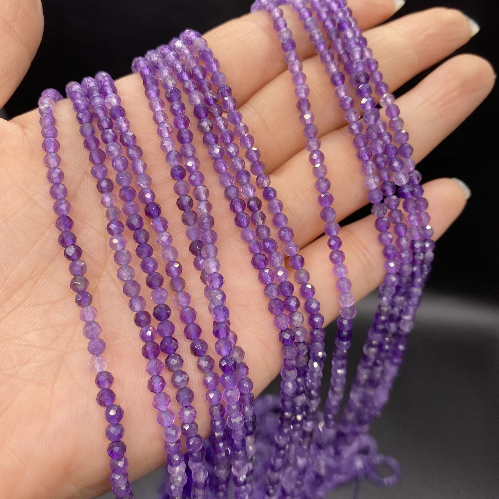 

3mm Natural Stone Beads Loose Faceted Amethyst Onyx Spacer Bead for Jewelry Making Diy Trendy Bracelet Necklace Accessories