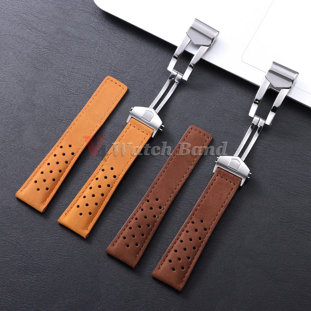 Soft Matte Watchband for Tag Heuer Carrera Monaco Folding Buckle Straps 20mm 22mm 24mm Genuine Leather Bands for TAG Bracelet