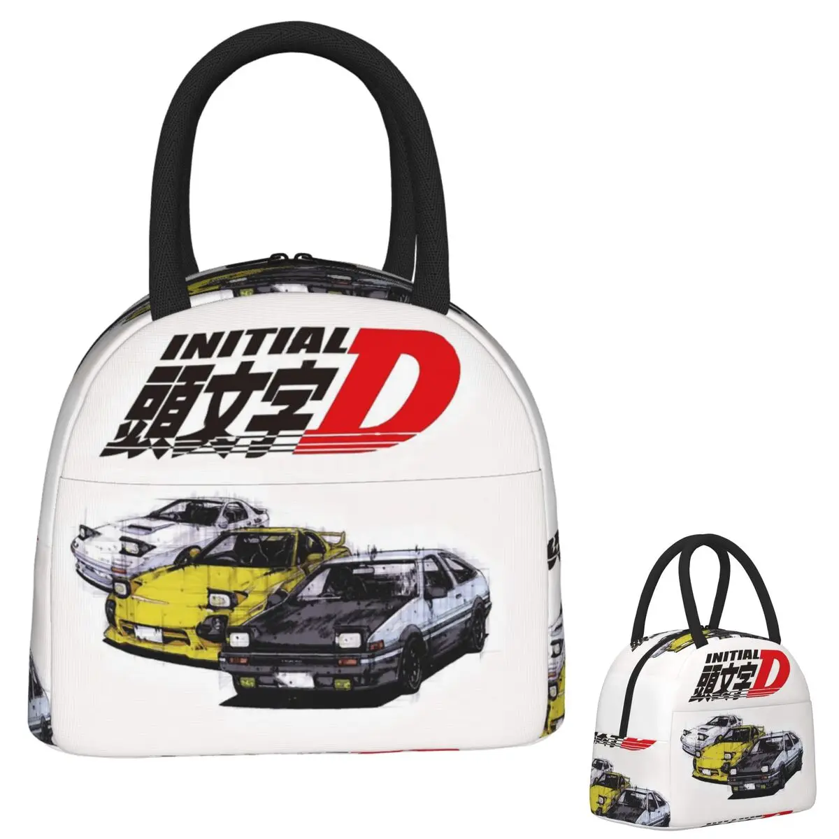 Initial D Neon Ae86 Lunch Bags Insulated Bento Box Waterproof Lunch Tote Leakproof Picnic Bags Thermal Bag for Woman Kids Work