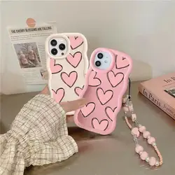 Love Heart Hang Strap Wrist Chain Lanyard Case For Honor X9B X9A X8A X8B A7A X7B 90 Lite Y9 Prime 2019 Nova 3i 7i cover Bracelet