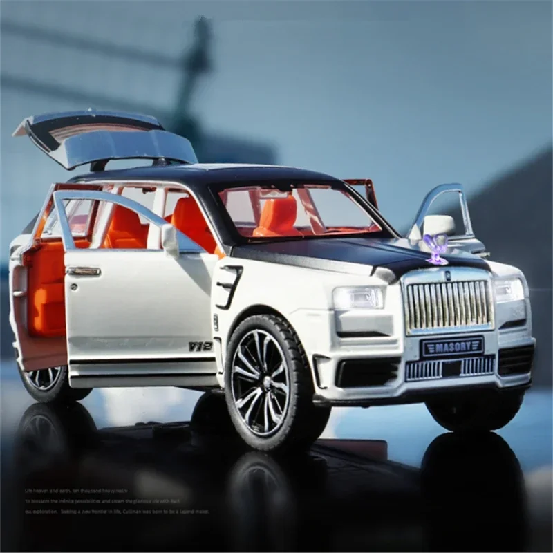 1:32 Rolls Royce Cullinan Masory 합금 럭셔리 자동차 모델, 다이캐스트 금속 장난감 자동차 모델 시뮬레이션, 소리와 빛 어린이 장난감 선물