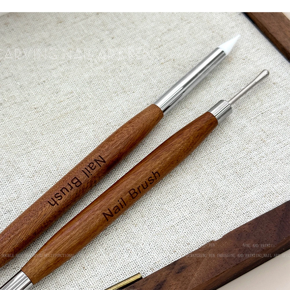 2 pezzi spatola in silicone a doppia estremità pennello per nail art per intaglio 3D fiore pittura penna colla pennello misto strumento per manicure in acciaio inossidabile