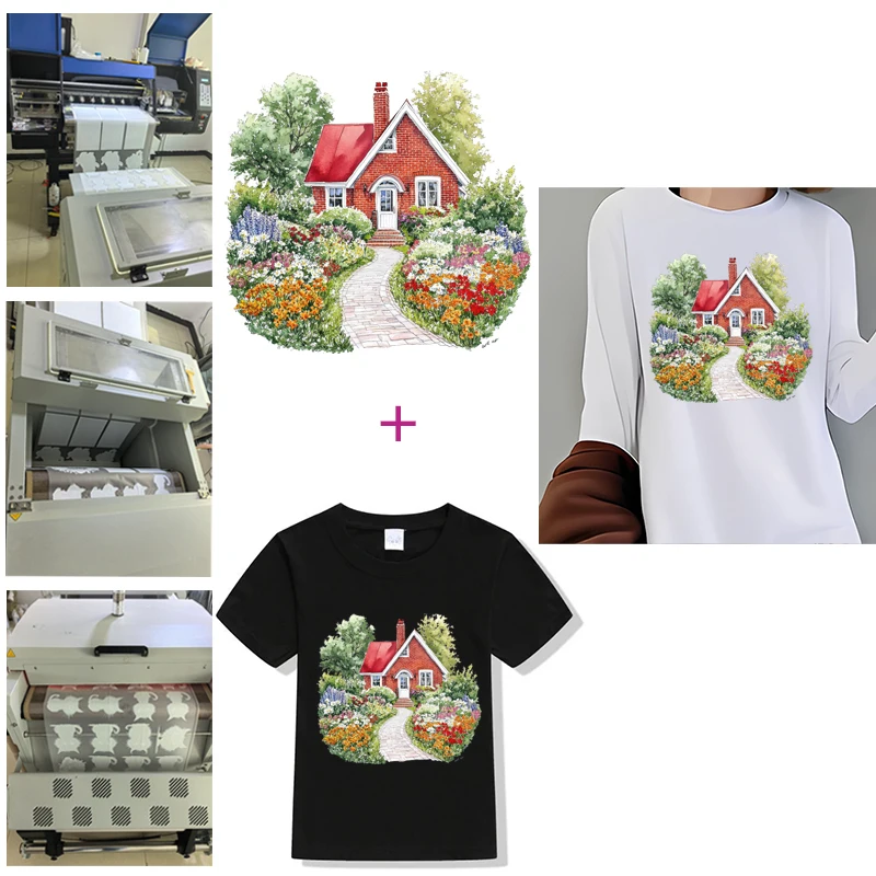 High-Quality Christmas Garden Room Heat Transfer Vinyl Pattern Stickers Set-Fresh Hand-Painted Style DIY Clothing Iron-On Sticke