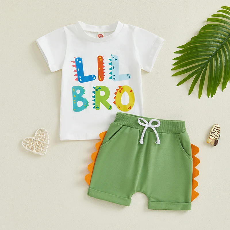 

Toddler Infant Boys Summer Outfits Fashion Baby Boys Letter Print Short Sleeve T-Shirts Elastic Waist Shorts 2Pcs Clothes Set