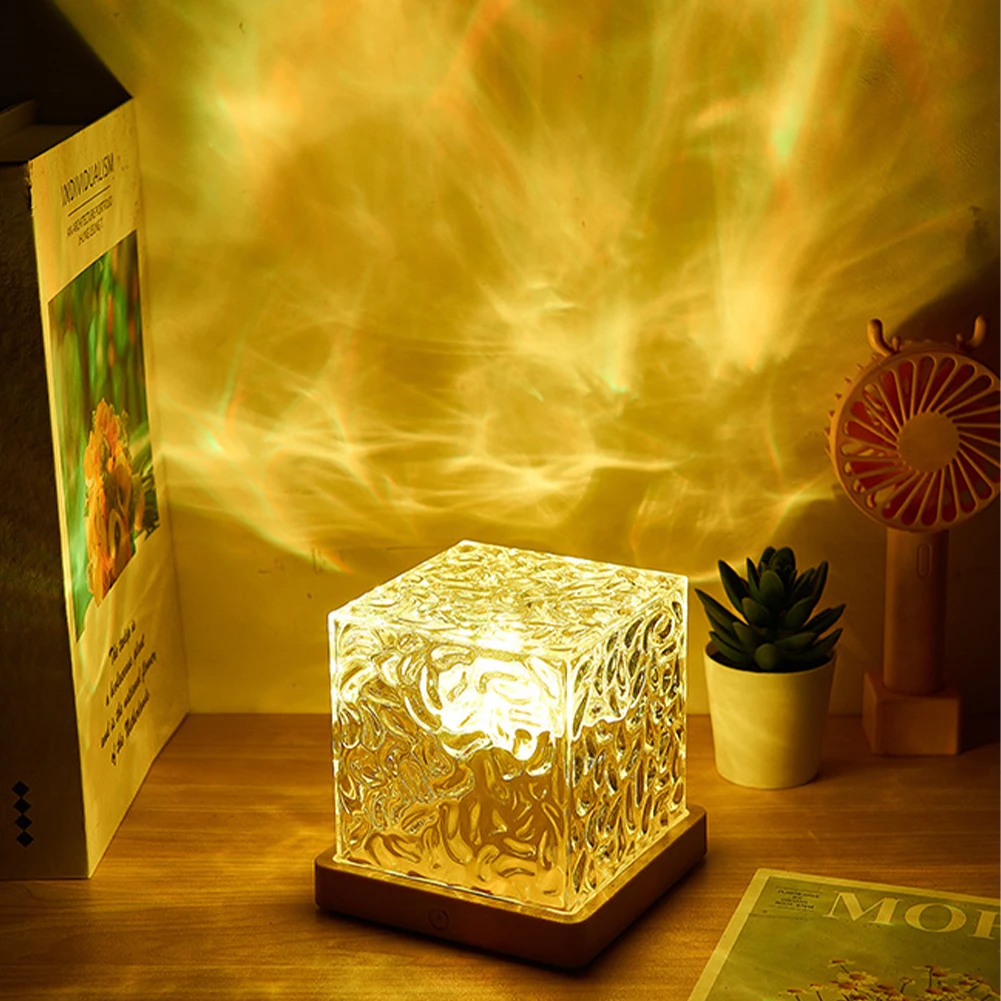 Dynamic Rotating Water Ripple Night Light, Square 16-Color Lighting Aesthetic Atmosphere Projector Lamp With Remote