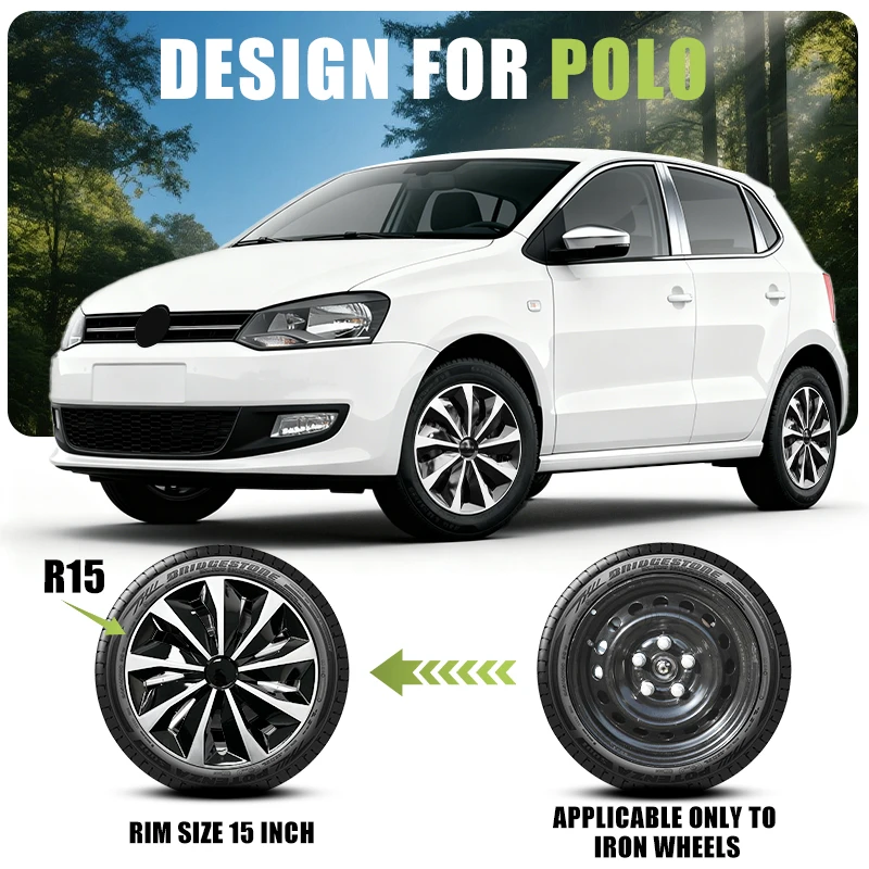 

Дизайн для Volkswagen Polo15 дюймов, крышка ступицы в стиле ножа для железного обода, набор из 4 стальных колес
