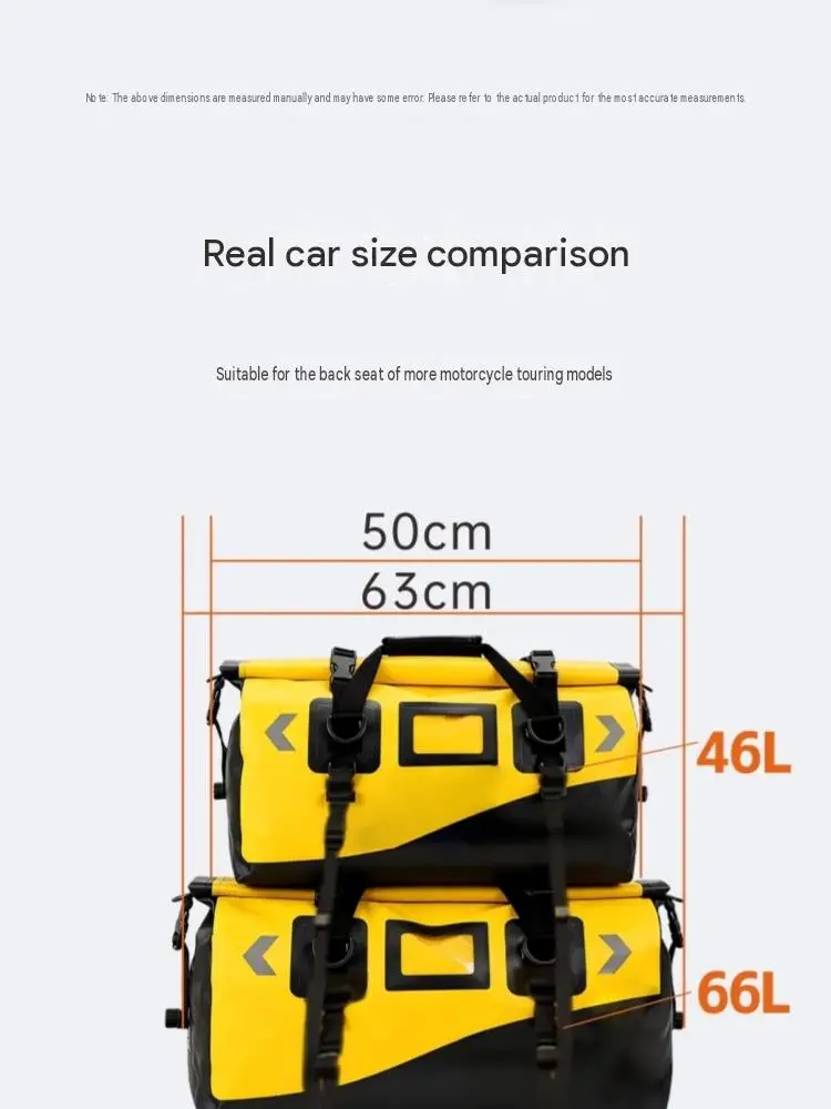Universal Motorcycle Touring Rear Seat Bag 46L/66L Large Capacity Waterproof Wear‑Resistant Fabric For Helmets Riding Gears Mod