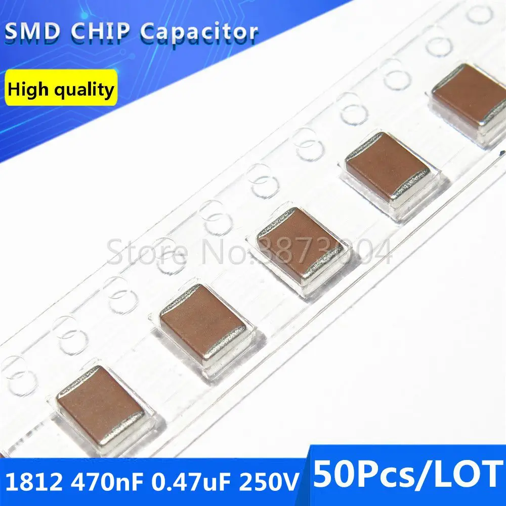 50pcs 1812 4532 470nF 0.47uF 250V 10% Thick Film Chip Multilayer Ceramic Capacitor