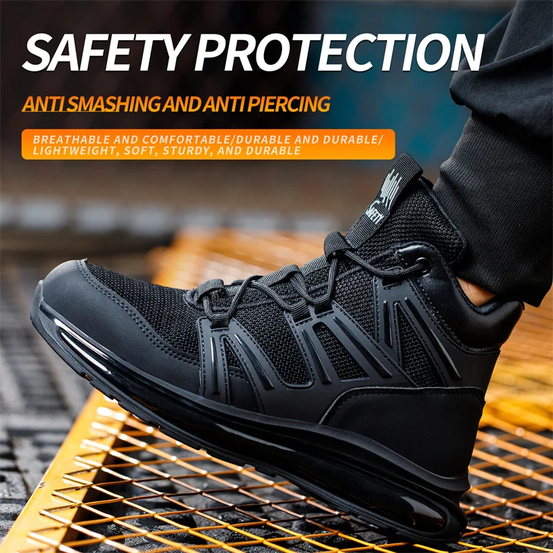 New Fashion 2024 Plus Size 37-50 Men Work Safety Boots Shoes Anti Smashing Male Sneakers Steeli Toe Cap Outdoor Footwear