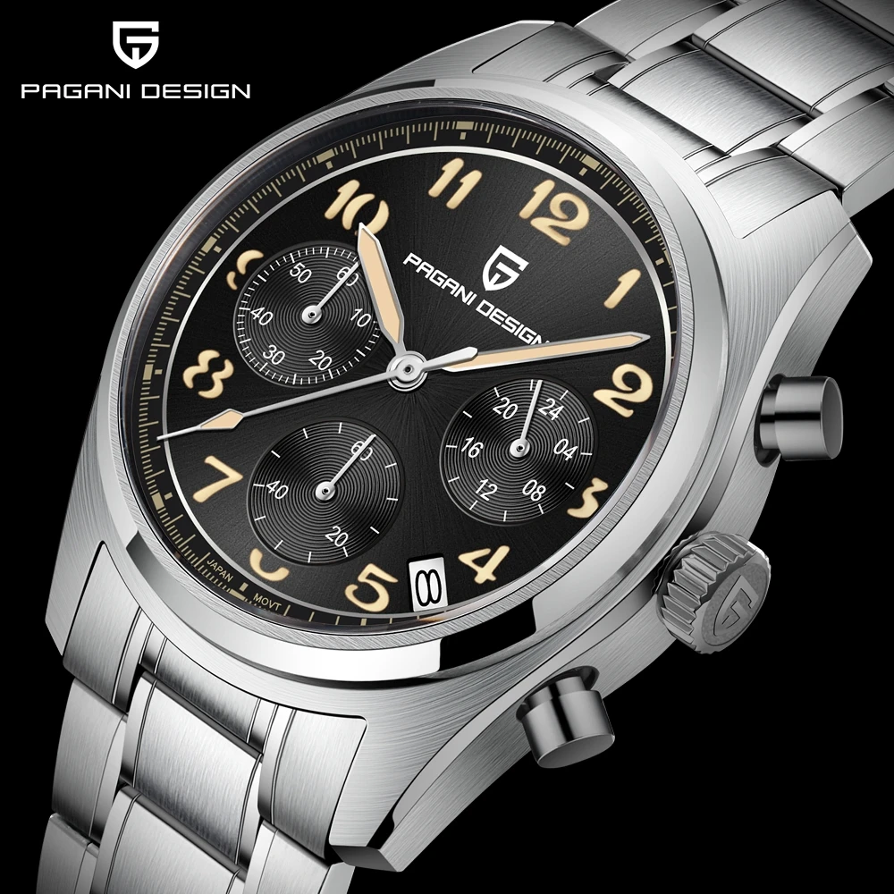 

2024 New PAGANI DESIGN 38MM Men's Luxury Quartz Watches Sapphire Glass 316L Stainless Steel waterproof Chronograph Reloj Hombre