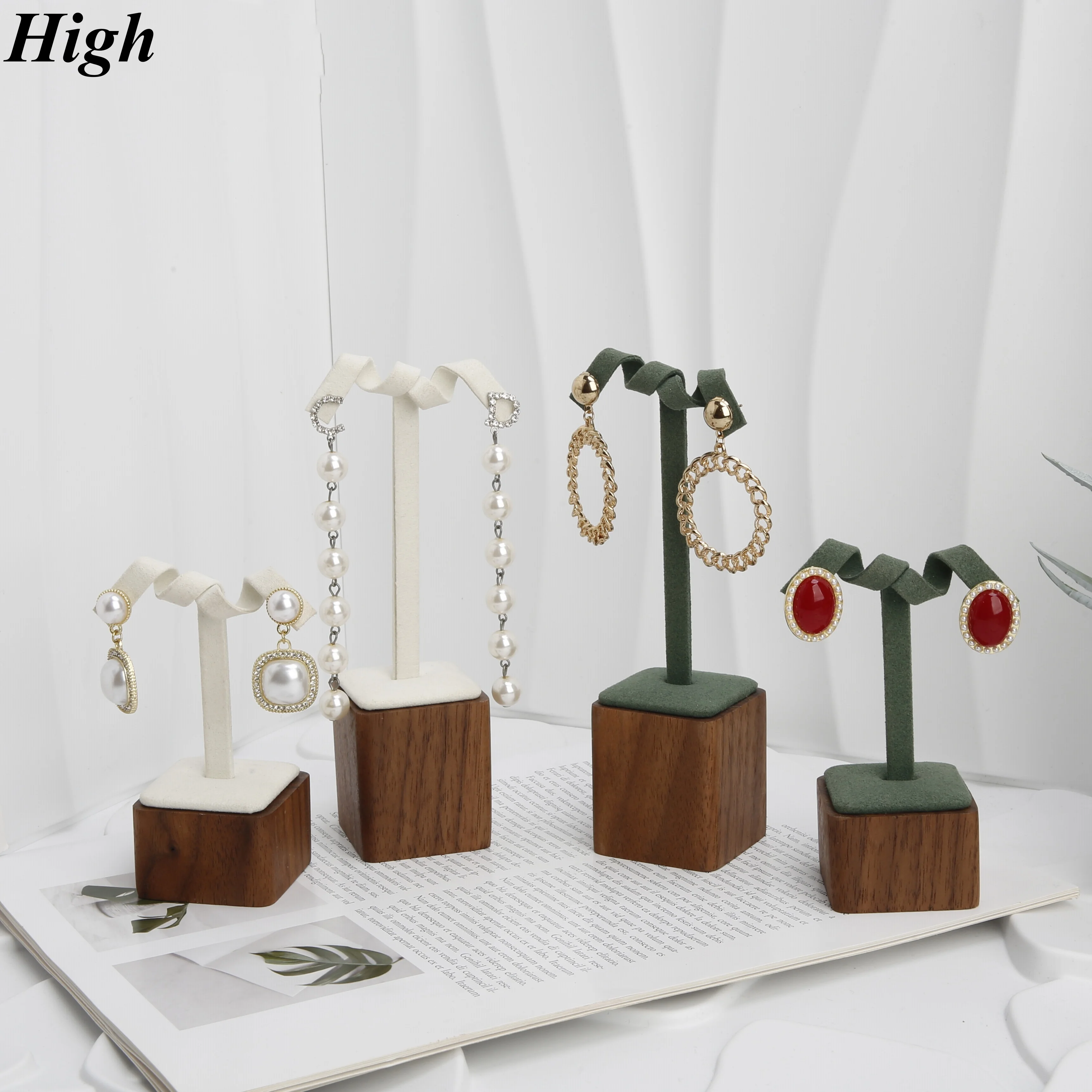 

Wooden Earring Display Stand for Studs Hoops, Jewelry Showcase Holder for Shop Window Live Stream