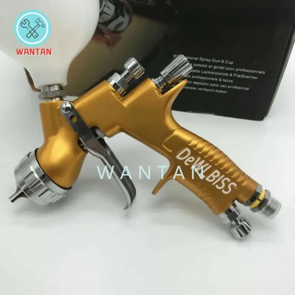 Car Spray Gun G T Pro Painting Gun TE20/T110 1.3mm/1.8mm Nozzle Glod with Mixing 600ml Cup Water Based Air Spray Gun Airbrush