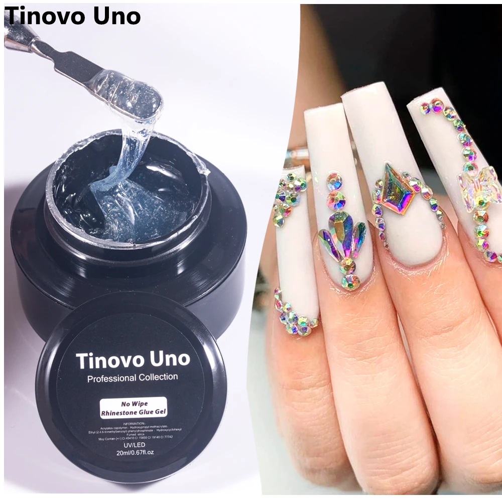 

Tinovo Uno 20ML Nail Glue for Rhinestones Nail Art Decorations Adhesive UV Semi Permanent Strong Hold Sticky Jewelry Glue Gel